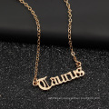 Women Jewelry Gift Vintage Stainless Steel Horoscope Zodiac Sign Letter Pendant Chain Necklace